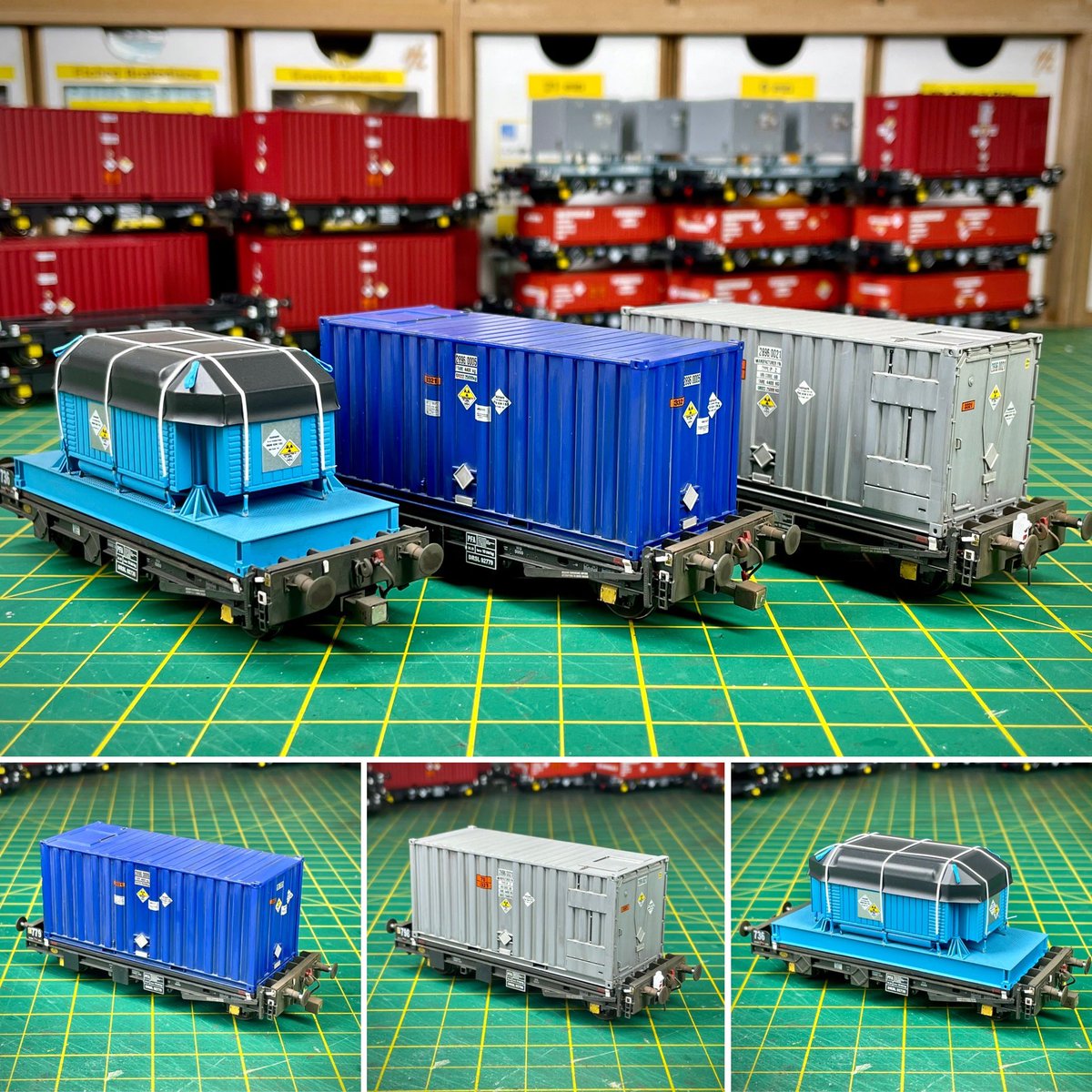 First of my <a href="/accurascale/">accurascale</a> nuclear consists to reach the workbench was the dragon rake PFA’s. Medium weathering on these, plus a few extra bits of detail. Hunt couplings used within the rake plus a bit of extra weight to keep the wagons seated. #TMRGUK #accurascale