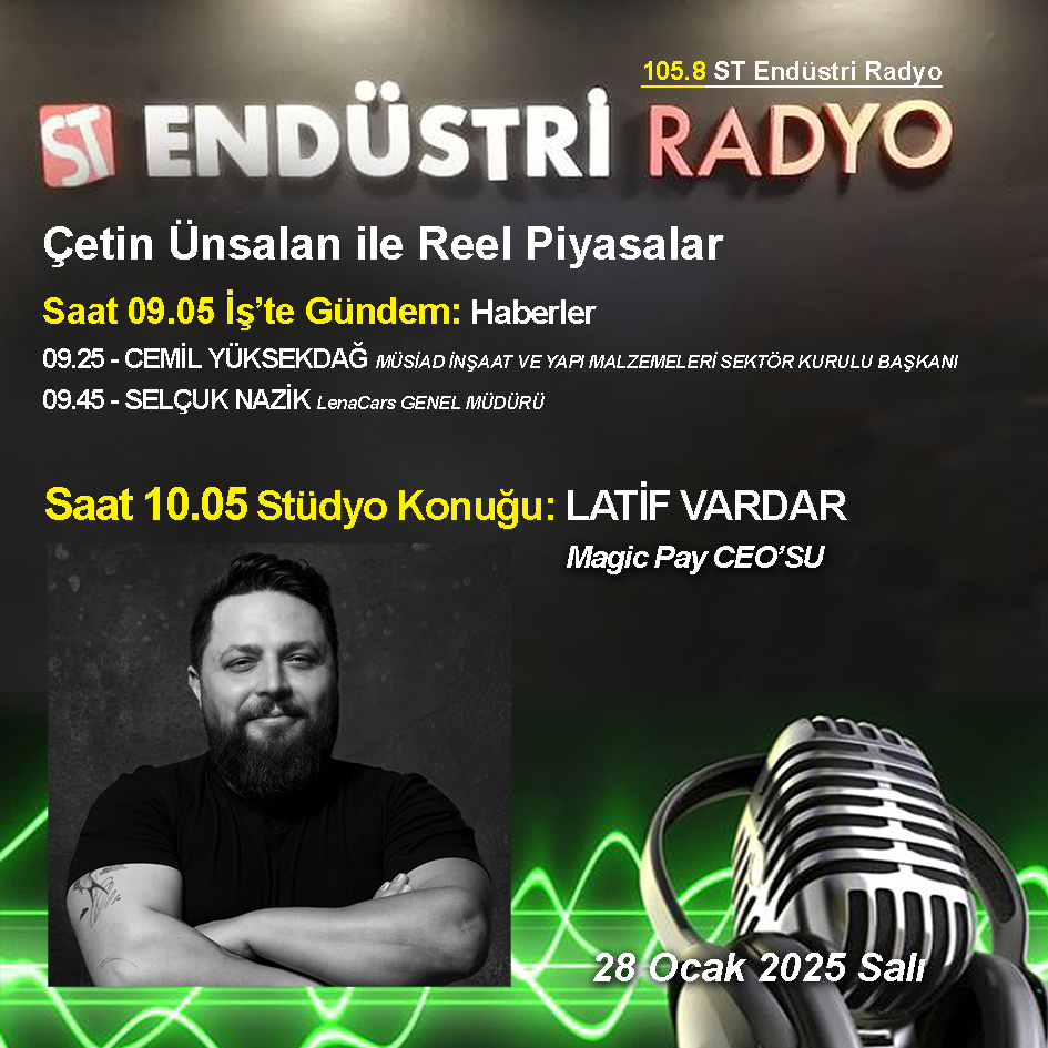 ÇETİN ÜNSALAN İLE REEL PİYASALAR ENDÜSTRİ RADYO'DA.. Konuta erişilebilirlik ve MÜSİAD Raporu; Otomotivde hurda yaşı ve vergi beklentisi; Türkiye fintech devrimi için neler yapmalı? <a href="/stendustriradyo/">ST Endüstri Radyo</a> <a href="/reelpiyasalar/">ReelPiyasalar</a> <a href="/latifvardar/">Latif Vardar</a> <a href="/CemilYuksekdag/">Cemil Yüksekdağ</a> <a href="/SelcukNazik/">Selçuk Nazik</a>