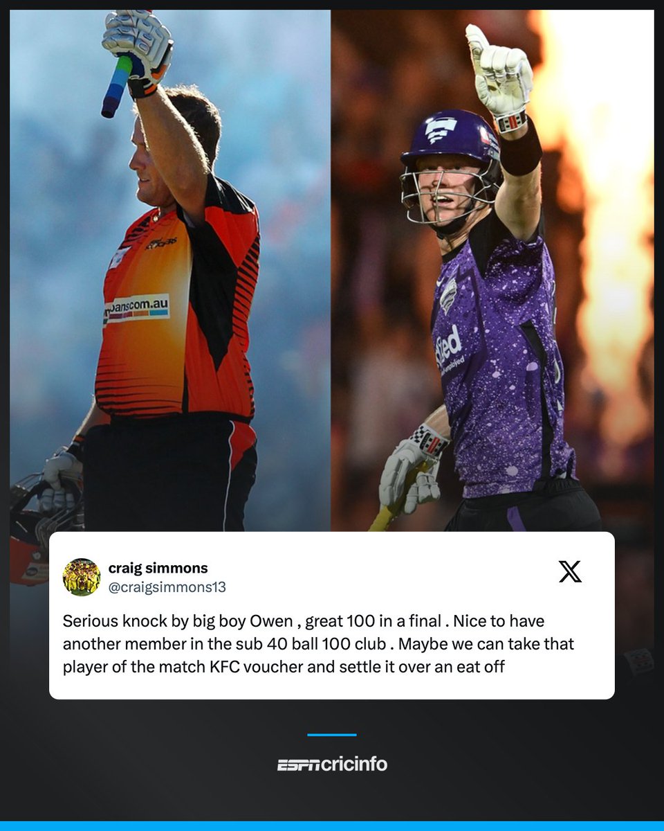 Craig Simmons 🤝 Mitch Owen

The BBL's joint-fastest centurions 🔥