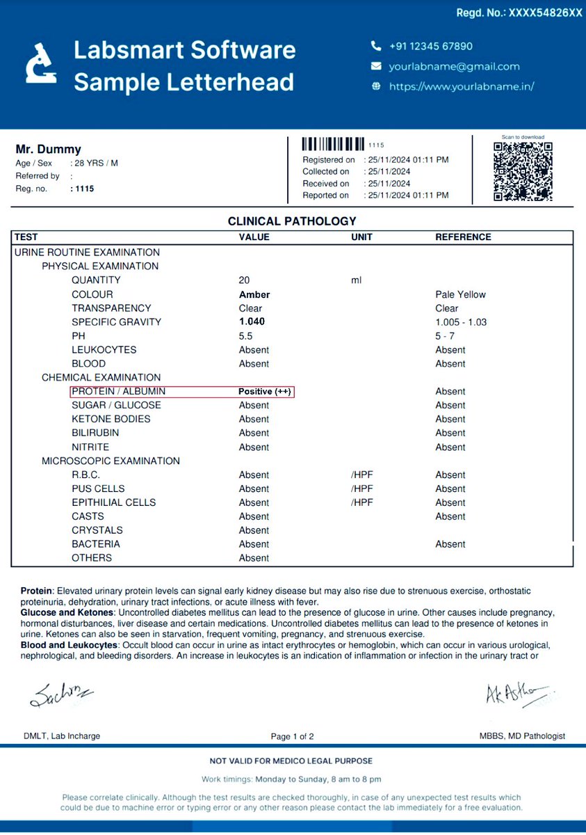 💡It is a good practice to correlate positive Urine Albumin with Specific Gravity.

👉🏻As SG &gt;1.030 can lead to falsely Positive Urine Albumin

✅Better to go with ACR

#Medtwitter