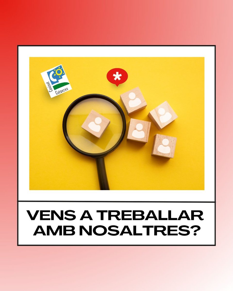 secretariat_shb's tweet photo. 📢Oferta de feina!
Hi ha una vacant per fer suport a l'àrea de comunicació de @CotxeresCasinet, esperem els vostres CV!
📅Fins al 16 de febrer
📲Info requisits i condicions https://t.co/7cdKiS7rEh https://t.co/K8muAErqcJ