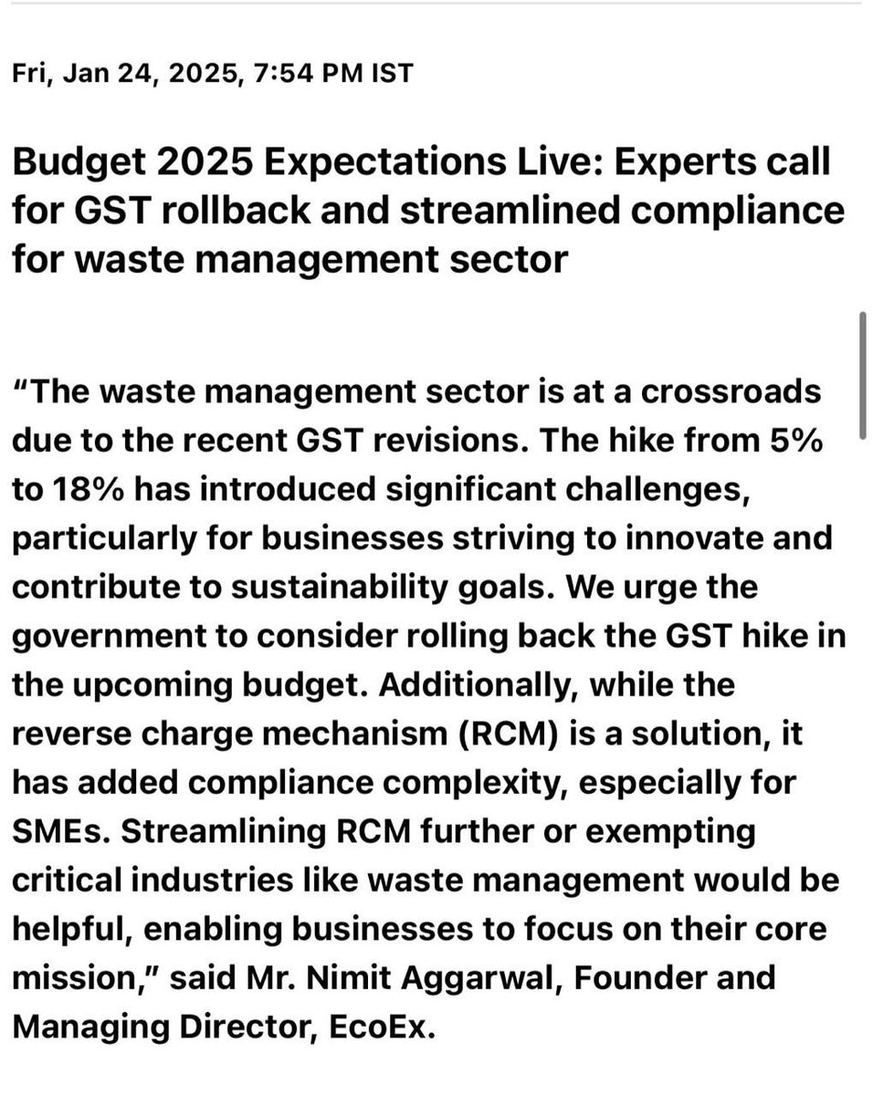 ex_eco's tweet photo. Our Founder, a key voice in India’s green movement, emphasizes aligning policies with the nation’s vision for a sustainable future. Featured in Zee News' blog on Budget 2025 expectations.

Read more- https://t.co/h4bOUjgzMp

#Budget2025 #Sustainability #EcoEx https://t.co/8jbDOniDGD