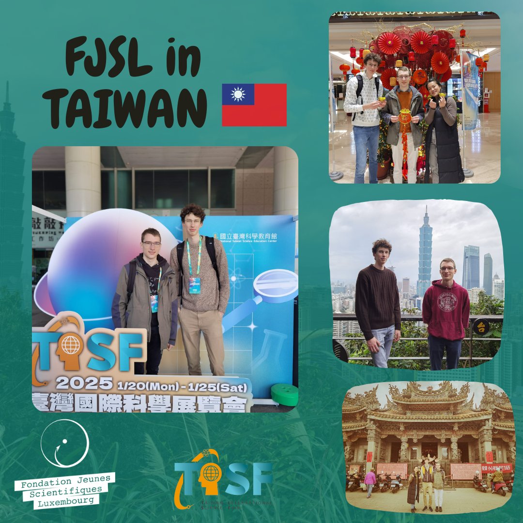 Thanks to the National Jonk Fuerscher Contest, Maxime Buch &amp; Moritz Rohner visited Taiwan &amp; participated in the Taiwan International Science Fair (TISF)! 🎉🇱🇺🇹🇼
