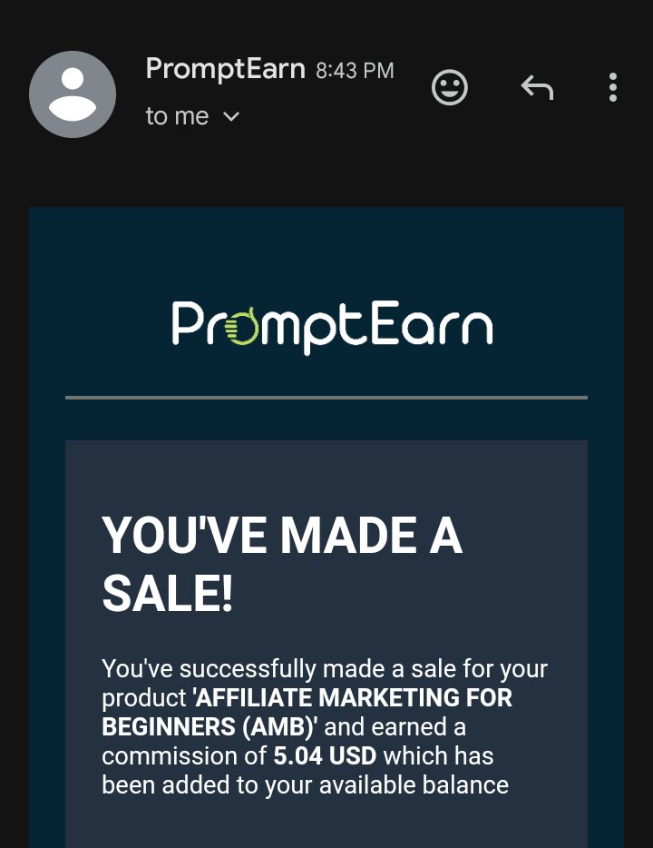 erne46037's tweet photo. Congratulations 🎉🎉 to myself, $5 made just now from Affiliate Marketing. A business i started with 15k💵 has consistently made I and my students across Africa 🌍 weekly.
All thanks to @promptearn @MartinsOsimen_ who made my training easy. 
#Trending #fypシ #viral #latestviral https://t.co/CmxAOIz2nF
