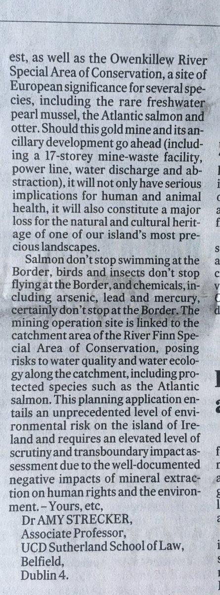 PROPERTY inJUSTICE (@landlawjustice) on Twitter photo This application for a gold mine and attendant mine waste facility, water abstraction and discharge in the Sperrins Mountains poses unprecedented environmental risk on the island of Ireland (incl. transboundary pollution along shared waterways). Our PI's letter in the <a href="/IrishTimes/">The Irish Times</a> This application for a gold mine and attendant mine waste facility, water abstraction and discharge in the Sperrins Mountains poses unprecedented environmental risk on the island of Ireland (incl. transboundary pollution along shared waterways). Our PI's letter in the <a href="/IrishTimes/">The Irish Times</a>