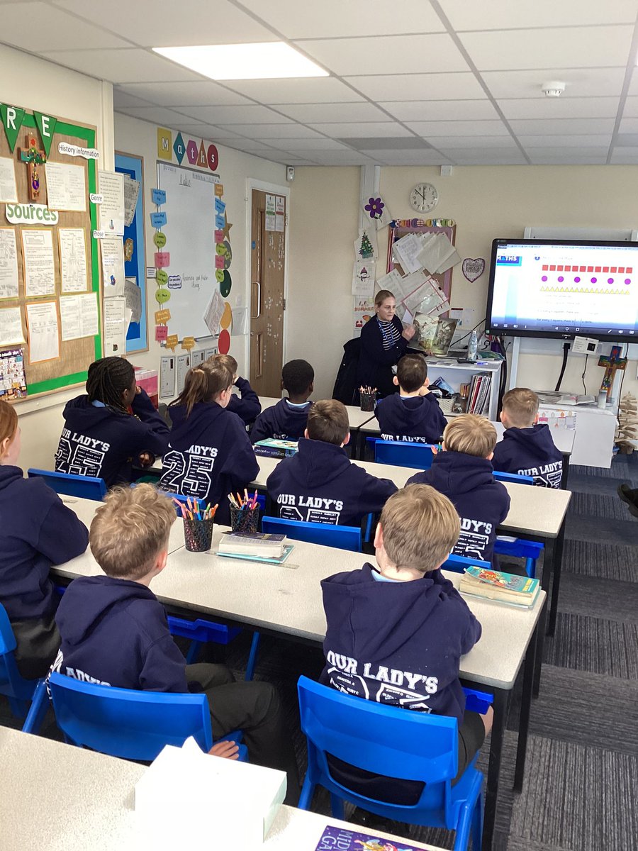 Year6MissW's tweet photo. Kicking off storytelling week with an author visit and a visit from Mrs Flynn to read us a story! 📖📚 #ourladysenglish https://t.co/K3ldPXQnVj