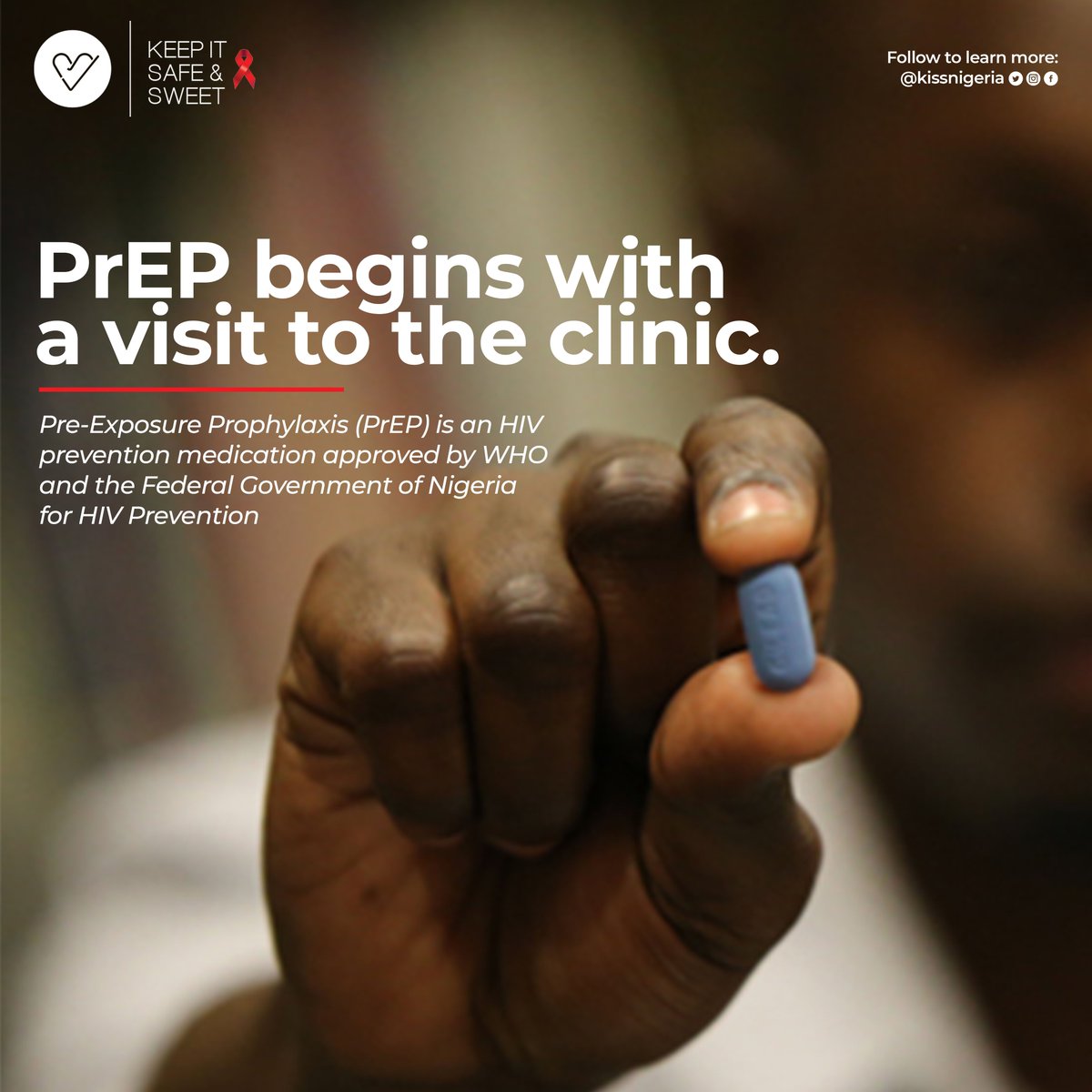 PrEP begins with a visit to the clinic.
Do not self-medicate.!!!

#keepitsafeandsweet
#hivprevention
#HIV