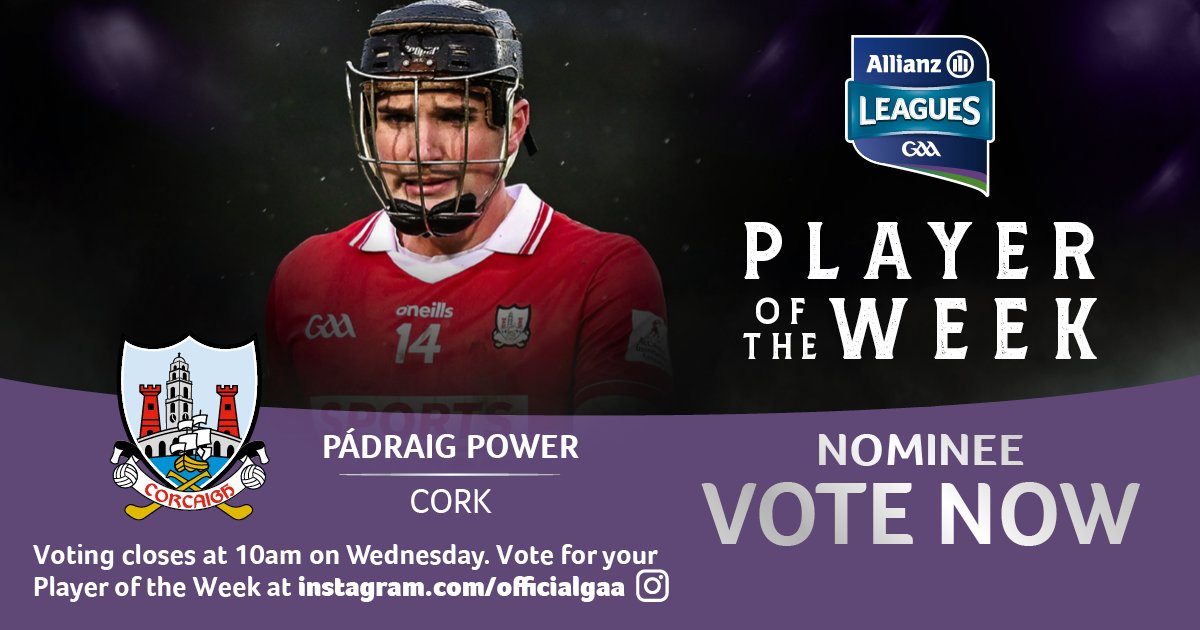 Pádraig Power impressed with 1-4 from play in <a href="/OfficialCorkGAA/">Cork GAA</a>'s win over Wexford. A balanced hurler with quick wrists and a keen eye for goal, he's one to watch this season! 

Voting takes place now on the <a href="/officialgaa/">The GAA</a> Instagram stories 🏁
