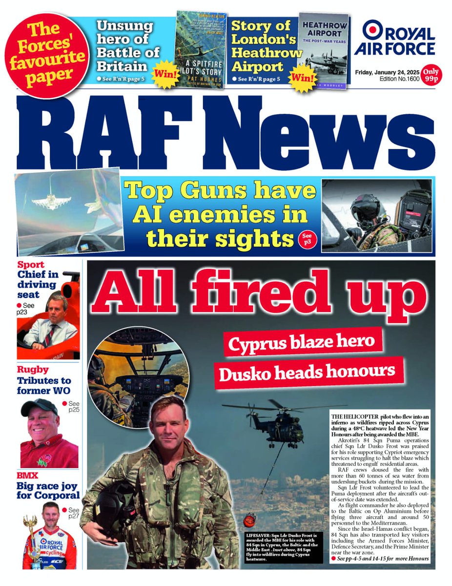hive_raf's tweet photo. The latest edition of RAF News is out now. Go to https://t.co/DRMoeVwIiy to subscribe @RAFHIVE #rafnews #royalairforce #armedforces #rafveterans https://t.co/32S2g3CNs7