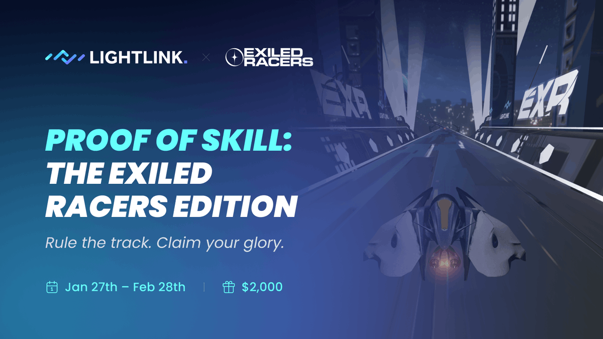LightLinkChain's tweet photo. 1/5 🏎️ Buckle up!

As part of our 2nd birthday celebrations, we’re hosting Proof of Skill: The Exiled Racers Edition with a $2,000 prize pool 🎉

Shoutout to @exiledracers for making it happen—and yes, more surprises are coming 👀

Details 👇
https://t.co/QVpZB5cuFC https://t.co/kDK3aA5C1E