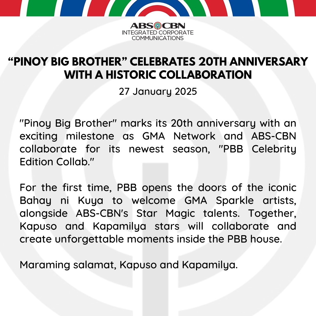 ABSCBNNews's tweet photo. READ: Pinoy Big Brother celebrates 20th anniversary with a historic collaboration. https://t.co/r889SoCncP