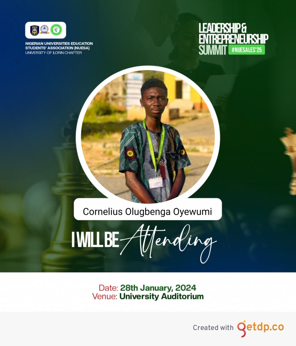 Purposedriven04's tweet photo. *I WILL BE THERE! WILL YOU? ✨*
_*CREATE YOUR PERSONALIZED DP OF NUESALES’25:*⤵️_
https://t.co/I0qD9WMXbF
📅 *Date*: Tuesday, January 28th, 2025
🏫 *Venue*: University Main Auditorium
⏰ *Time*: 10:00AM
Let’s make history together! Will you be there too?
*#NUESALES'25* https://t.co/fCSDDjIlRI