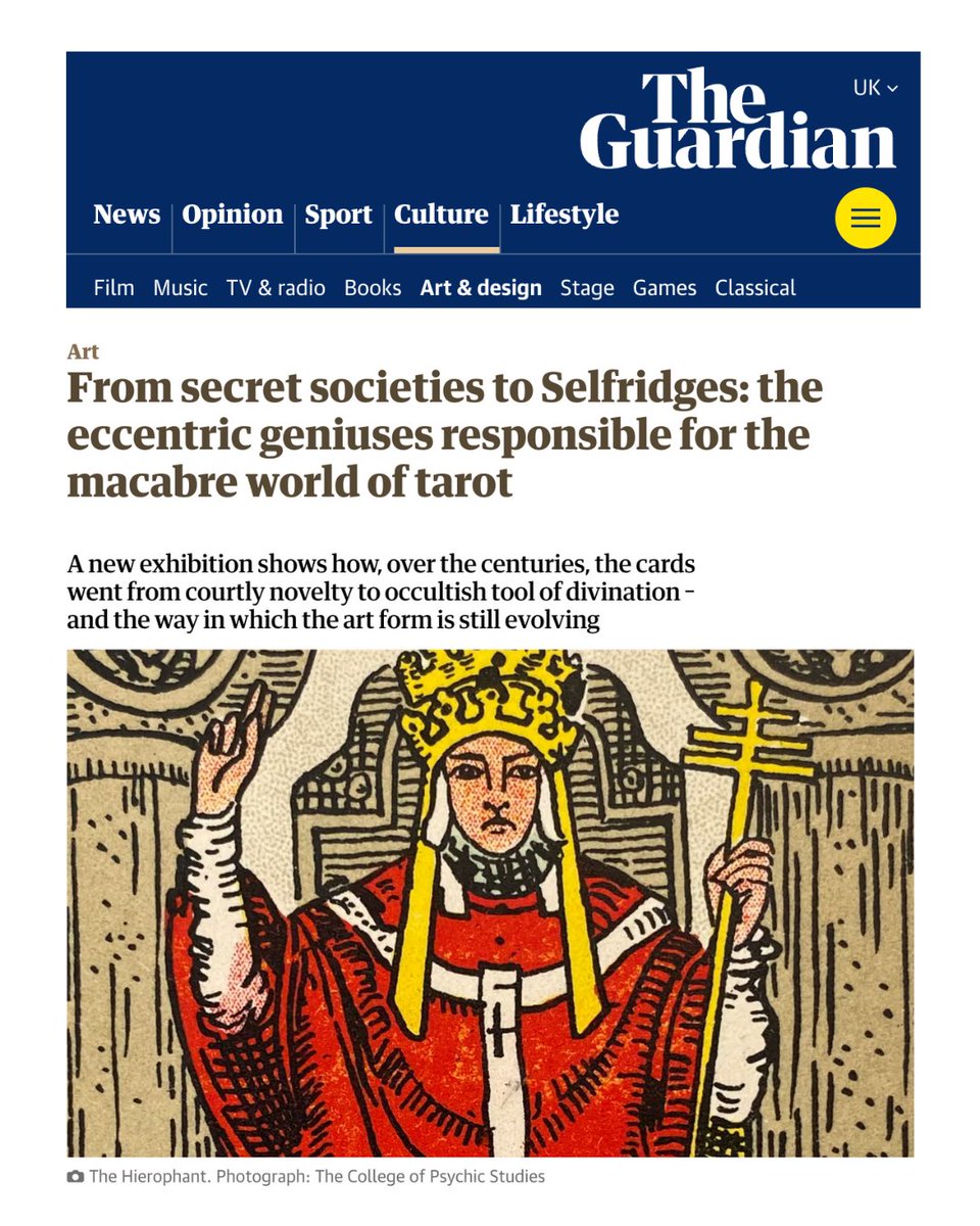 Our Rider Waite Smith tarot deck is featured in the <a href="/guardian/">The Guardian</a> today! We've loaned our early edition deck to The Warburg Institute <a href="/Warburg_News/">The Warburg Institute</a> for their Tarot: Origins &amp; Afterlives exhibition opening on the 31st of January. Do check it out! theguardian.com/artanddesign/2…