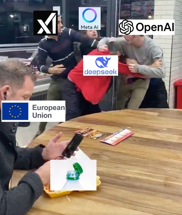 Ο πόλεμος των AI έχει ξεκινήσει επίσημα και εμείς στην ΕΕ κοιμόμαστε τον ύπνο του δικαίου και ασχολούμαστε με πλαστικά καλαμάκια και ρύπανση του περιβάλλοντος όταν κανέναν στον κόσμο δε του καίγεται καρφί και κοιτάνε πως να φτιάξουν την οικονομία και το μέλλον τους μέσο ΑΙ 👏🏻🤡