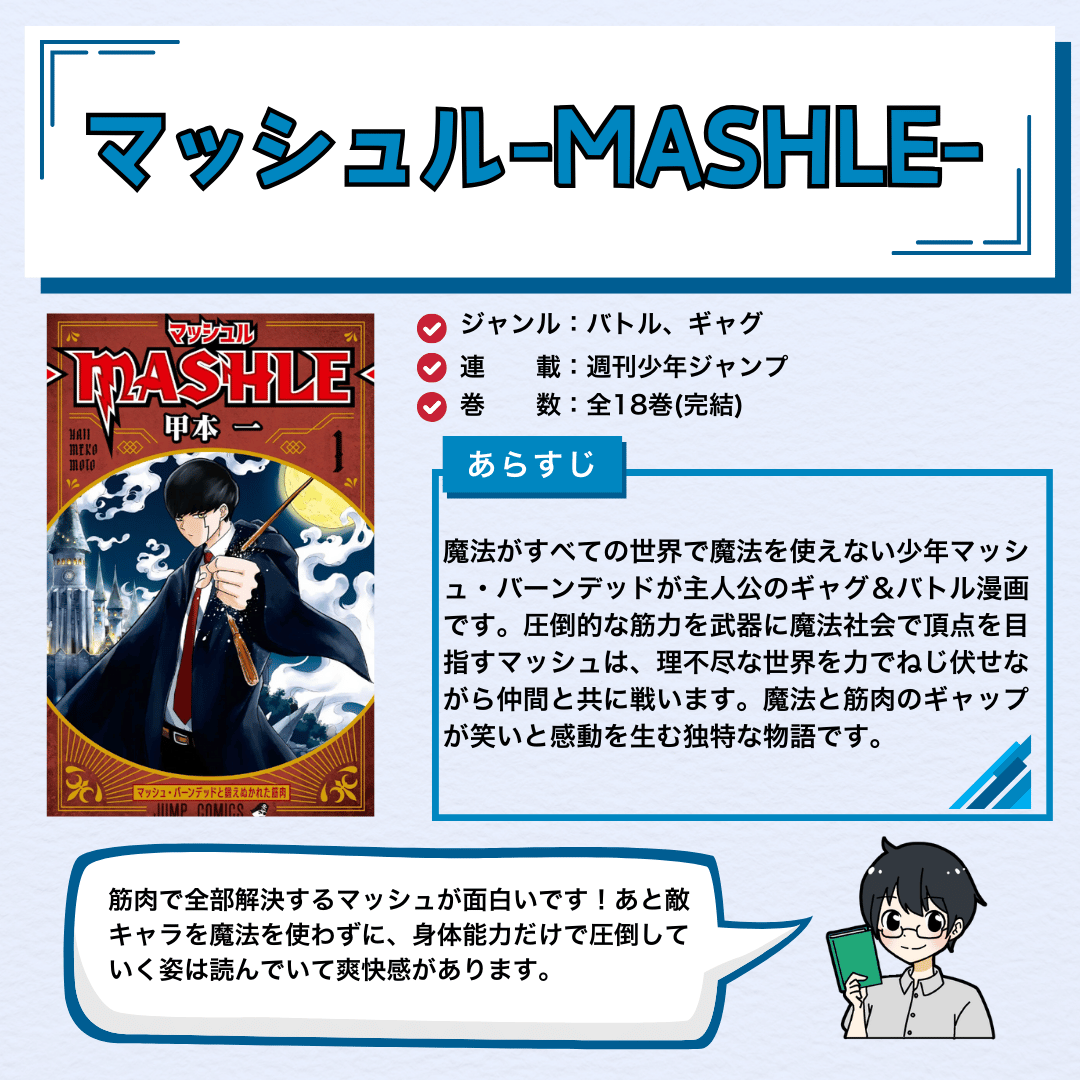 comy_manga's tweet photo. 【主人公が最強の漫画4選】

✅ワンパンマン
✅転生したらスライムだった件
✅マッシュル
✅ようこそ実力至上主義��教室へ

#アニメ好きと繋がりたい
#漫画好きと繋がりたい https://t.co/ghFWU0Ebrm