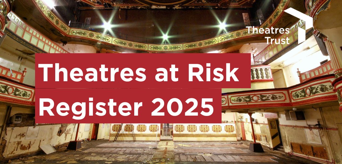 📅Tomorrow (Tues 28 Jan) we announce the 2025 Theatres at Risk Register

There are currently 39 theatres on the register, but check in with us tomorrow to find out what has changed...

#TheatresAtRisk