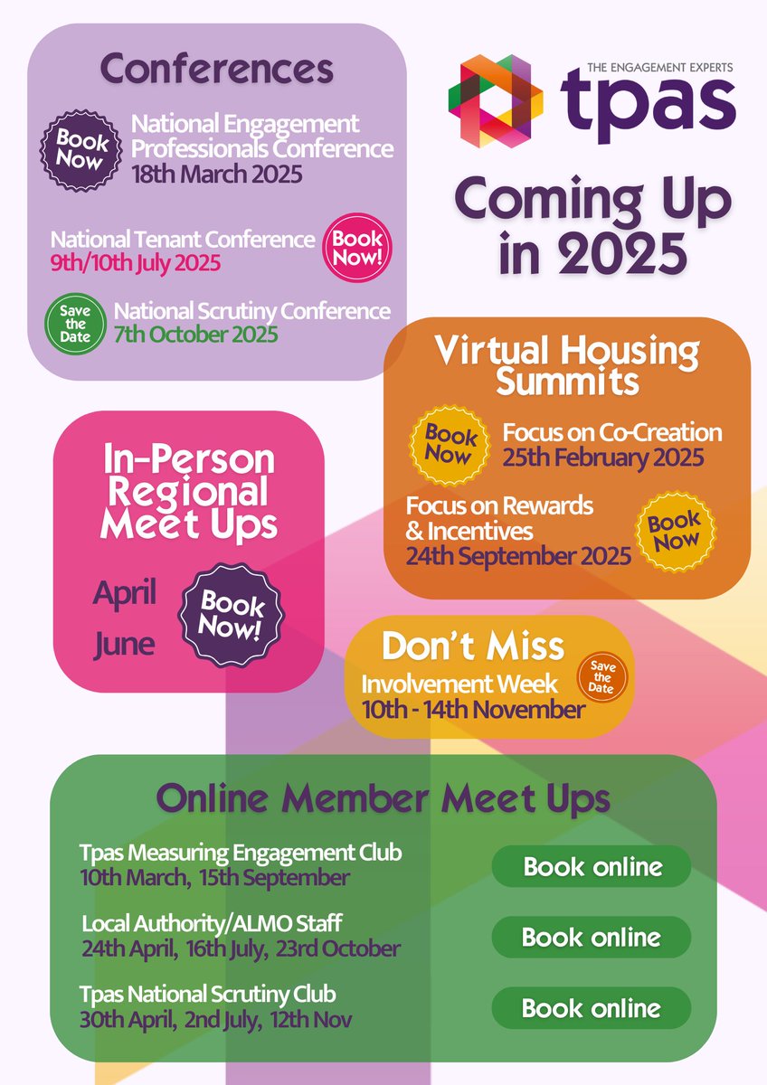 tpasengland's tweet photo. What's coming up for Tpas Members in 2025? 

Head over to the Tpas website to see everything that's coming in 2025, including free-for-members events like our regional member meetups, and online summits and webinars.

Find out more here: https://t.co/sltqiN0kZC #ukhousing #tpastraining #tpasevents