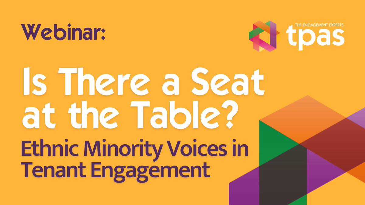 tpasengland's tweet photo. Join Our Exclusive Webinar: Launch of the Groundbreaking Report "Is There a Seat at the Table? Ethnic Minority Voices in Tenant Engagement" next Thursday (6th Feb).

Be part of an essential conversation about inclusion, representation, and equity in the social housing sector.

More details and to sign up here: https://t.co/q5V78fXWI8 #ukhousing #HaveASeatAtTheTable