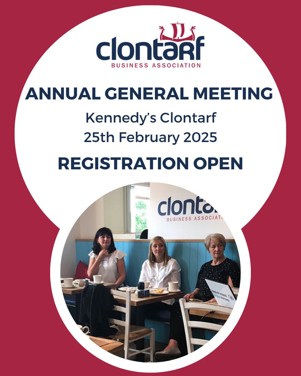 Our Annual General Meeting is happening on 25th Feb 2025 at Kennedy’s Clontarf! 
This members-only event is a great way to connect, collaborate, &amp; shape the future of our business community. ✅ Registration is OPEN -  bit.ly/cba-agm
#ClontarfBusinessAssociation #AGM2025