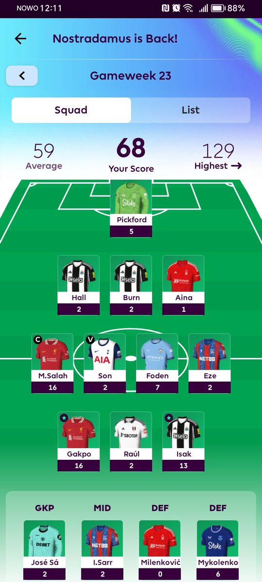 Palmer>Son didn't work out...still a decent week.