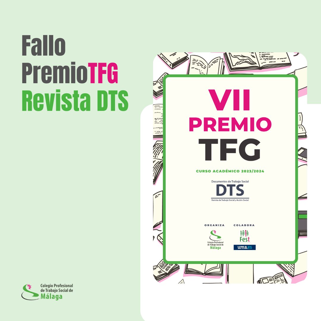 🎉 ¡Enhorabuena a las personas galardonadas en la VII Edición del Premio #TFG del Grado de Trabajo Social de la <a href="/InfoUMA/">Universidad de Málaga</a>!

🌟 El acto de entrega de los premios tendrá lugar el próximo 20 de febrero a las 18 h. en el Salón de Grados de la <a href="/FEST_UMA/">@FEST_UMA</a>.

🔗Info trabajosocialmalaga.org/el-colegio-pro…