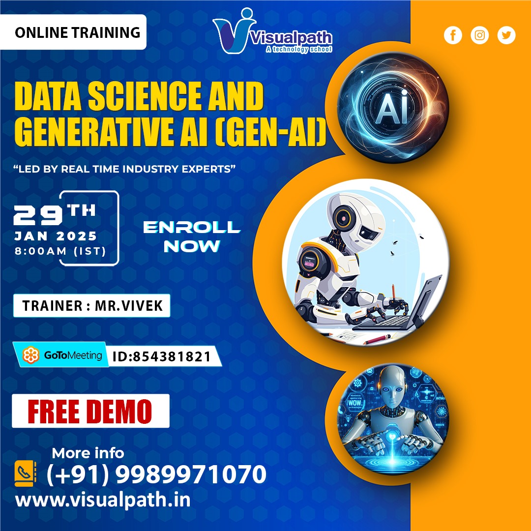 VisualpathPro's tweet photo. Join Now: https://t.co/OI5Lwc1v3s
Attend Online #FreeDemo On #Data_Science_with_Generative_AI
Demo on: 25th January 2025 @9:00 AM IST
Call us: +91 9989971070
WhatsApp: https://t.co/n8JEQbFPM7
Visit:https://t.co/s1P1Vr40tU
#e_learning #datascience #machinelearning #python #ai https://t.co/7efgbt0L3p