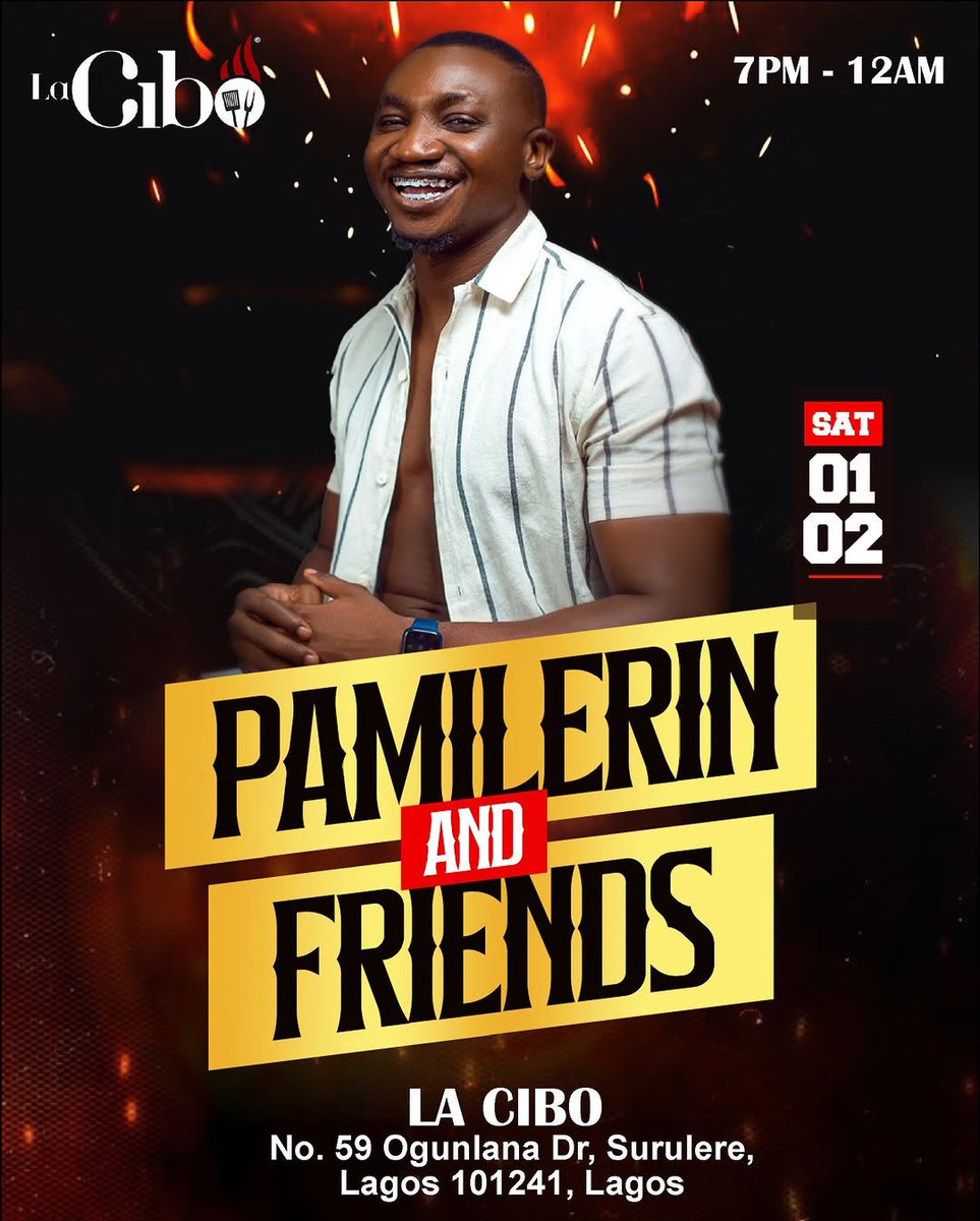 oku_yungx's tweet photo. “Get ready for an unforgettable evening with @pamilerin and Friends at @LaCibo_ng “

Date: Saturday 1st, February 2025

Time: 7pm - 12am

ENTRY IS COMPLETELY FREE 👌

BETTER GET READY TO EAT, CONNECT AND PART HARD 🥂 https://t.co/HrO8e7iyBF