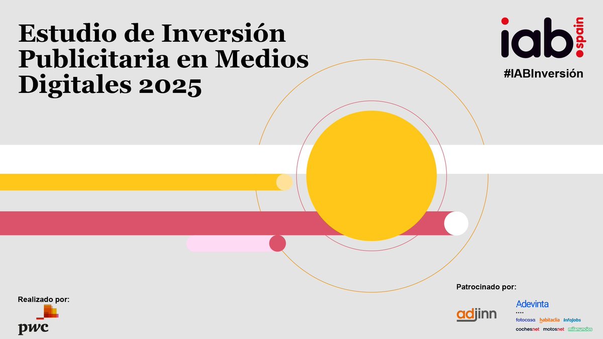 IAB Spain (@iab_spain) on Twitter photo 📊¡No te pierdas nuestro próximo encuentro sobre inversión publicitaria digital!
📣18/02 a las 10 horas -> Presentación ‘Estudio de Inversión Publicitaria en Medios Digitales’. Patrocina <a href="/AdevintaSpain/">AdevintaSpain</a> y <a href="/AdJinn_Reports/">adjinn</a>. Colabora <a href="/PwC_Spain/">PwC España</a>. 📊¡No te pierdas nuestro próximo encuentro sobre inversión publicitaria digital!
📣18/02 a las 10 horas -> Presentación ‘Estudio de Inversión Publicitaria en Medios Digitales’. Patrocina <a href="/AdevintaSpain/">AdevintaSpain</a> y <a href="/AdJinn_Reports/">adjinn</a>. Colabora <a href="/PwC_Spain/">PwC España</a>.