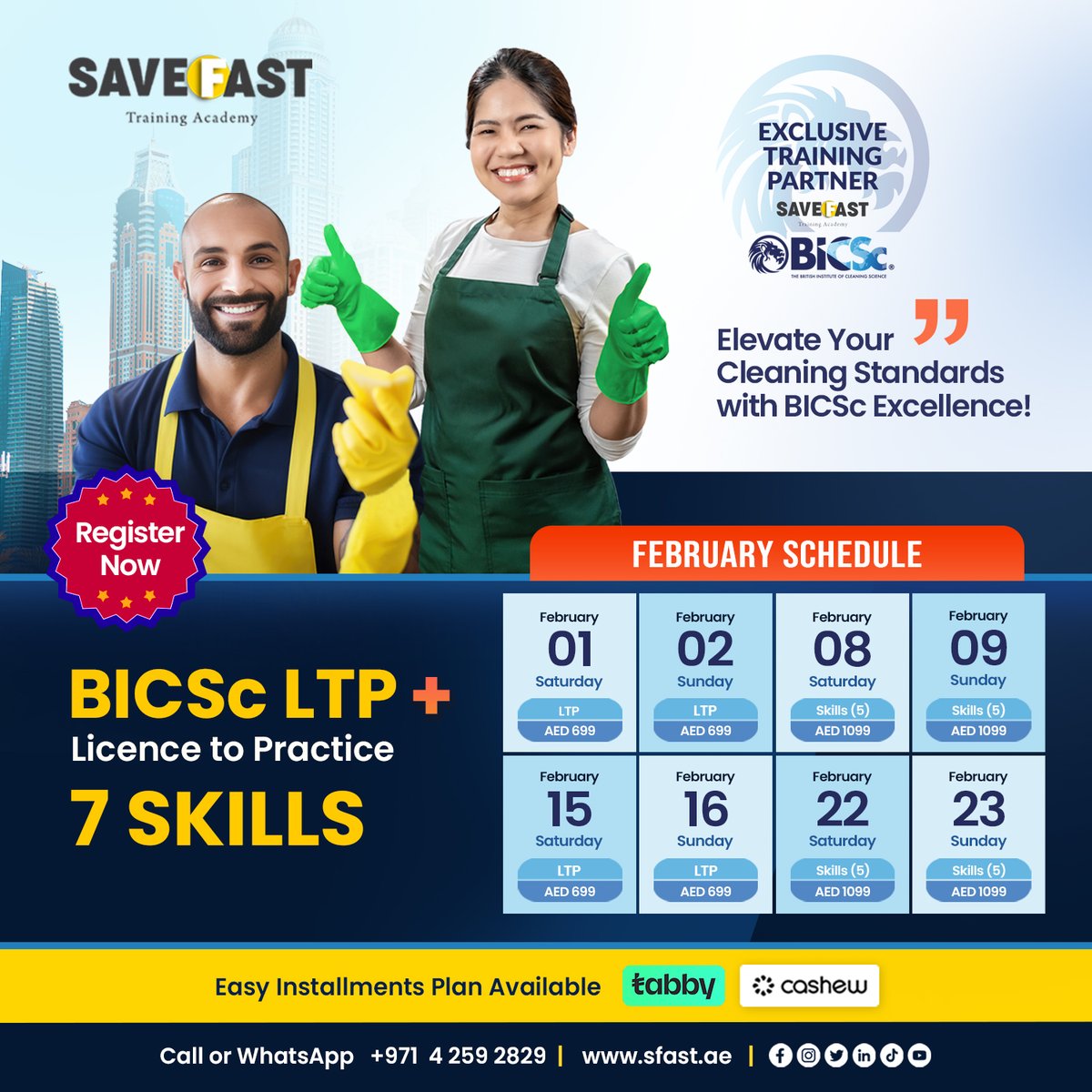 save_fast's tweet image. February #bicsc #Training Schedule is Here

Now offering Sunday classes for your convenience.
Learn from highly qualified trainers.
Enjoy easy installment plans.

Register now and start your journey toward professional excellence!
sfast.ae/courses/bicsc-…

#cleaningindustry #uae