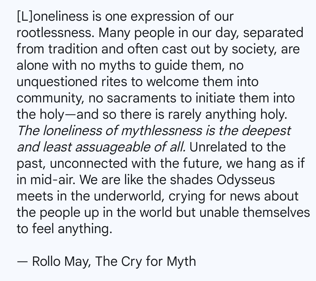 Rollo May on loneliness.