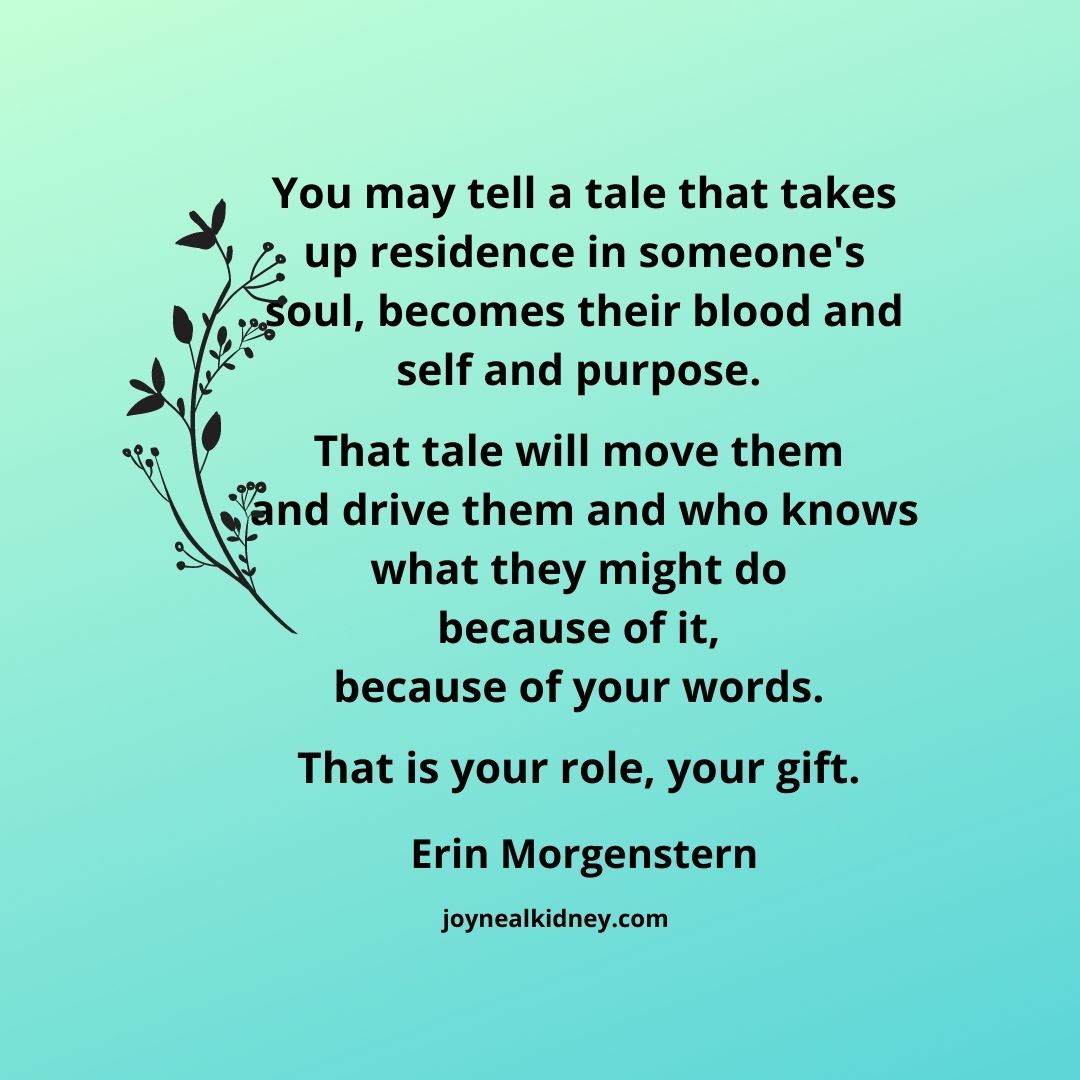 JoyNealKidney's tweet photo. #tellatale #writing #becauseofyourwords #yourrole #yourgift https://t.co/PzvV23a397