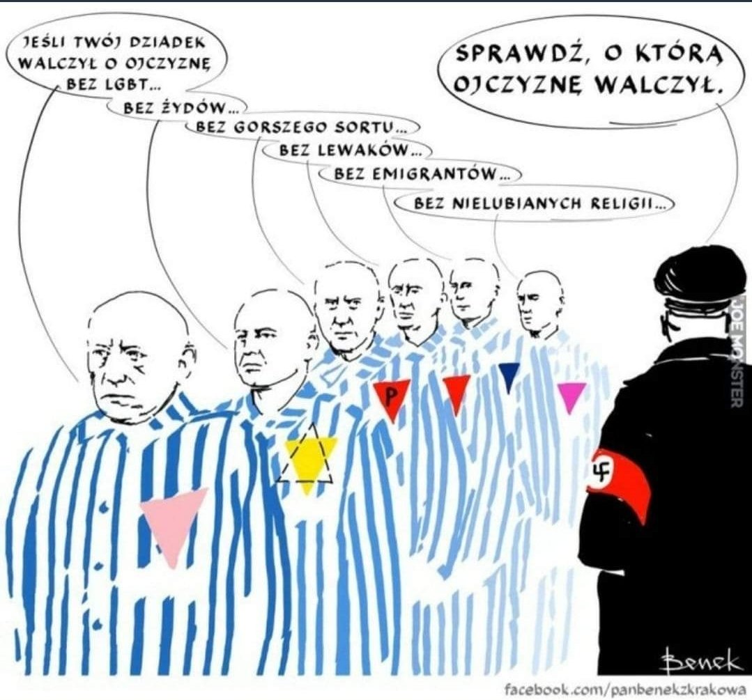 hayastanboi's tweet image. Dziś w 80. rocznicę wyzwolenia niemieckiego nazistowskiego obozu Auschwitz warto przypomnieć tę grafikę autorstwa Benka z Krakowa. Warto też przypomnieć słowa Mariana Turskiego, że Auschwitz nie spadło z nieba, dreptał małymi kroczkami, zbliżał się aż stało się to, co stało się…