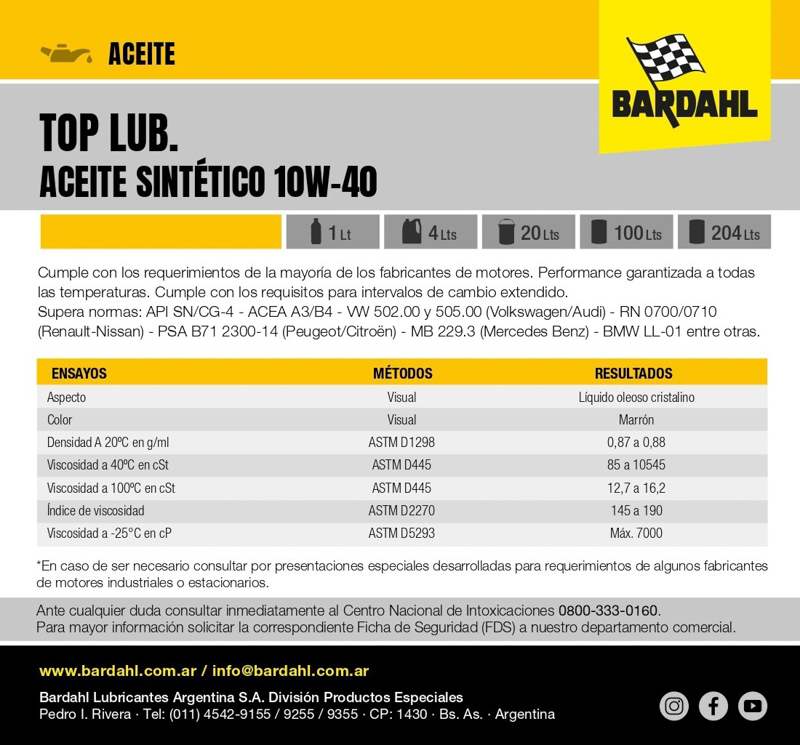 Combustibles &amp; Lubricantes 🛢️
<a href="/Bardahl_ar/">Bardahl Argentina</a>: aceite semisintético 10w40para motores

El aceite semisintético 10w40 de Bardahl mejora la protección del motor con tecnología avanzada y mayor eficiencia en 4 tiempos.

La nota: qrcd.org/7yib