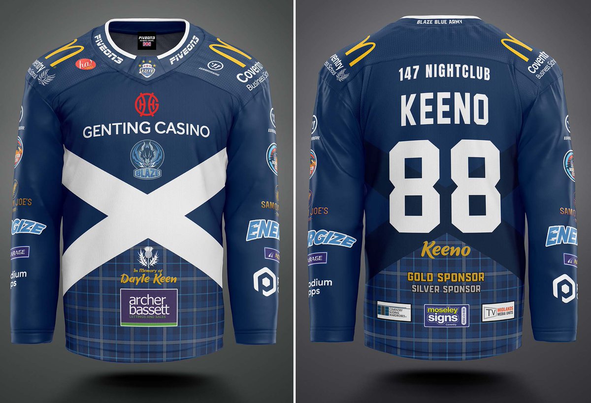 🏴󠁧󠁢󠁳󠁣󠁴󠁿 In memory of the Scotsman, our players will wear specially designed jerseys by <a href="/fiveon3/">Five On 3</a>. 

These will be available for purchase from 6pm TODAY with a donation of the proceeds going to a charity chosen by Keeno’s family.

ℹ️ bit.ly/3CqBog8