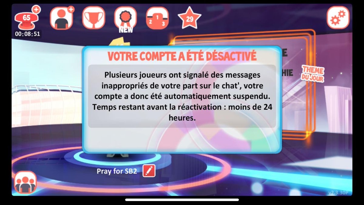 P2Superbuzzer's tweet photo. Banni dans la dernière semaine du jeu 😭😂 Il fallait le faire 🤣 (ce jeu manque tellement 😭) #Superbuzzer #lol #Pray4SB2 https://t.co/b4ihtHqgiC