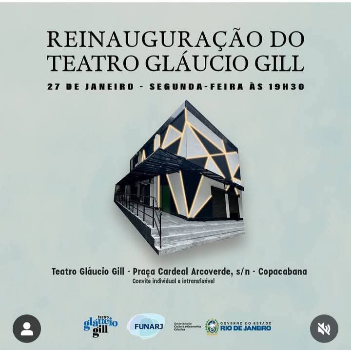 SACamigosdecopa's tweet photo. TEATRO GLÁUCIO GIL É REINAUGURADO!
Situado na Praça Cardeal Arcoverde, passou por uma transformação, tornando-o mais moderno e seguro para o público, artistas e colaboradores. 
As obras, iniciadas em fev/24, são parte do Programa Acelera Funarj.
A reinauguração será dia 27/01/25. https://t.co/SWjdZhhyRd