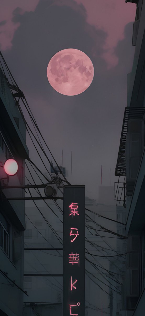 Full moon over the city wallpaper