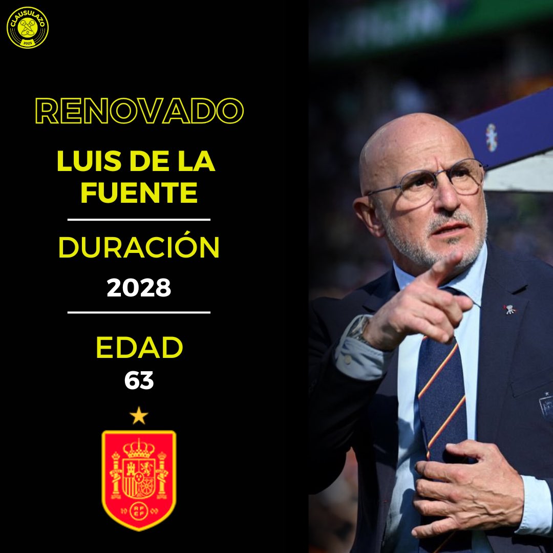 🚨 𝐎𝐅𝐈𝐂𝐈𝐀𝐋 | La RFEF RENUEVA a Luis de la Fuente.

🤝🏻 El técnico, campeón de la Eurocopa, firma hasta 2️⃣0️⃣2️⃣8️⃣.

🚀 Desde las categorías inferiores a la absoluta, consiguiendo títulos…. MAESTRO 🪄 

#rfef #oficial #luisdelafuente #españa #delafuente
