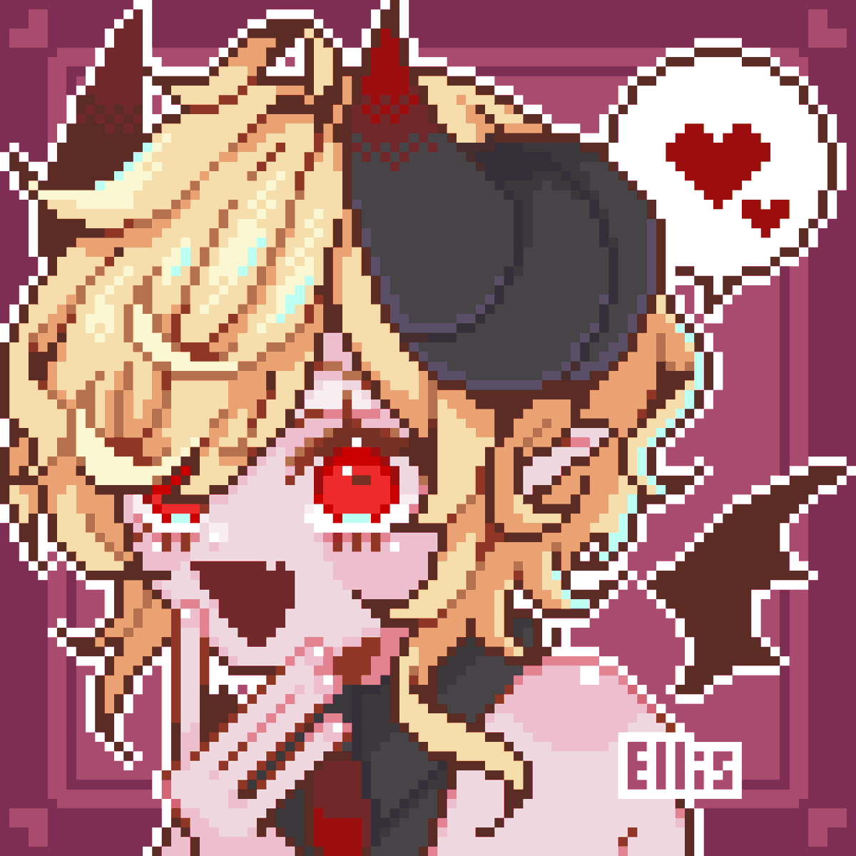 サキュバスじゃないよ🐏🦇
#ドット絵 #pixelart #イラスト #オリキャラ #dotpict #illustration