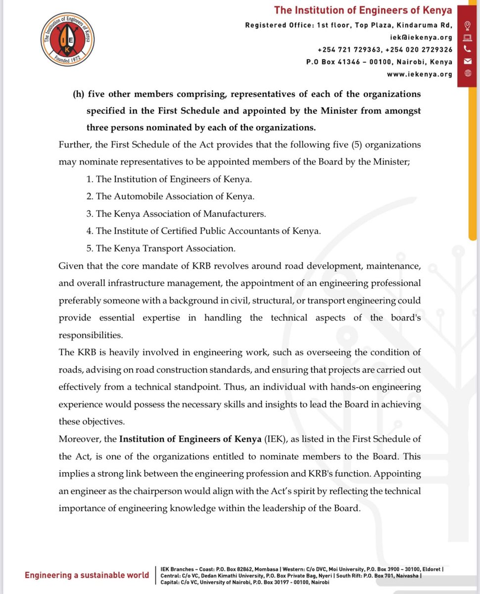 otienogallo's tweet photo. The concerns highlighted regarding the appointment of Hon. @HonJumwa to the position of Chairperson at the Kenya Roads Board (KRB) are indeed significant

@TheIEK_FLC @TheIEK @EngineersBoard @ACEK1968 @AcekFL_Kenya @shammahkiteme @bonifacemwangi @WillieOeba @Yzzaque @jameskarori https://t.co/lHWmnQc4NI