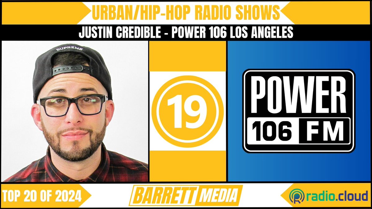 Barrett_Media's tweet image. Ranked #18-#20 in Barrett Media's Top 20 Urban/Hip Hop radio shows of 2024 presented by @RadioCloud_ were @TTTorrez of @HOT97 @J_Credible of @Power106LA &amp;amp; @MorningHustleAM featuring @RadioKingKyle &amp;amp; @StarringLorel. Congrats to all.

barrettmedia.com/2025/01/27/bar…