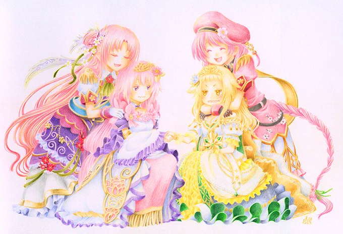 本編にてブロッサムヒル・ロータスレイク共同作戦開始につき。「幼馴染でライバル!」(1/5)
#花騎士10周年 
#フラワーナイトガールイラスト 
