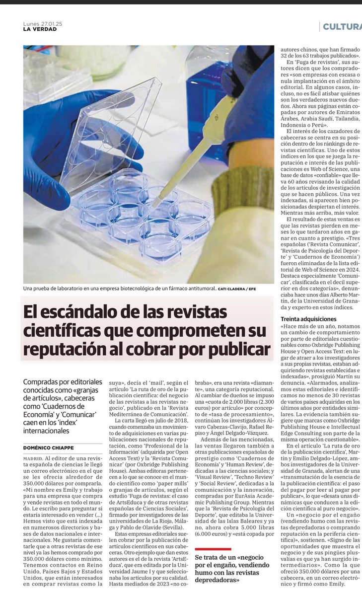 Escándalo de las revistas que comprometen su reputación al cobrar por publicar.