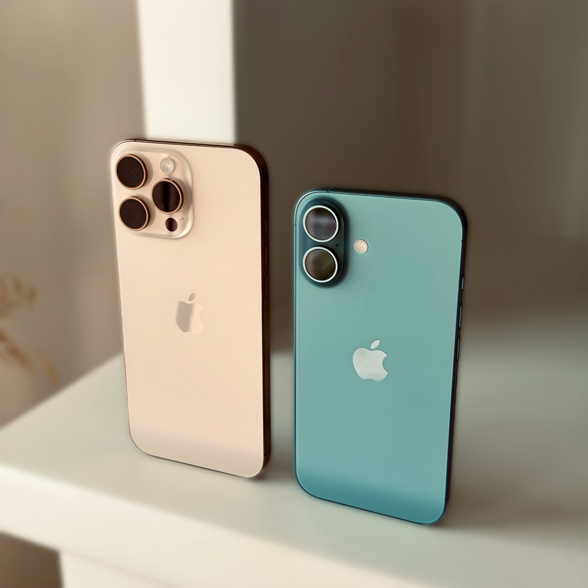 andrewjclare's tweet photo. iPhone 16 Teal &amp; iPhone 16 Pro Max Desert Titanium 🔥 https://t.co/pITE139QuB