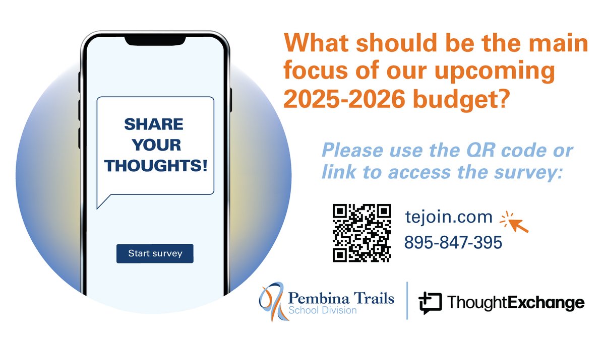 Pembina Trails SD (@pembinatrails) on Twitter photo It's budget time <a href="/PembinaTrails/">Pembina Trails SD</a> and we would like to hear from you. Scan the QR code or click on this link to share your thoughts on our upcoming budget: tejoin.com/scroll/8958473…
This budget Thought Exchanges ends today at midnight.
Thanks for participating! It's budget time <a href="/PembinaTrails/">Pembina Trails SD</a> and we would like to hear from you. Scan the QR code or click on this link to share your thoughts on our upcoming budget: tejoin.com/scroll/8958473…
This budget Thought Exchanges ends today at midnight.
Thanks for participating!