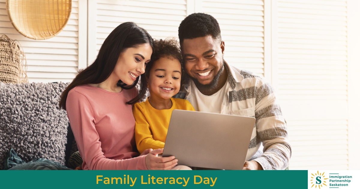 IPSKsocial's tweet photo. Building stronger bonds and brighter futures through the magic of reading together. Happy Family Literacy Day on behalf of IPSK! 

'Turning Here Into Home' 
https://t.co/3XuU1WoDx6
 #YXE #Immigration #Immigrants  #Saskatoon #newcomers #Immigrationpartnership https://t.co/pOwmx3EKX3