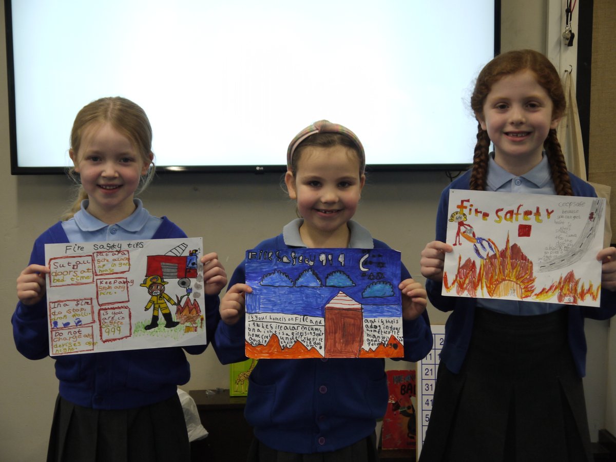AppleySaintsCE's tweet photo. A massive thank you to @LancashireFRS for providing the prizes for our Fire Safety poster competition. The children in #ABASY2 enjoyed remembering the important fire safety information! Well done to everybody in Y2 who made a fire safety poster, they were great! #ABASPSHE https://t.co/GSGYGcry7C