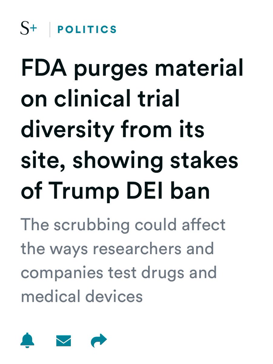 Dear <a href="/US_FDA/">U.S. FDA</a> :  #clinicaltrialdiversity is N0T #DEI, it is an attempt to make better science to study drugs in communities impacted most by disease.  Politics should not impact this goal. Dont take us back to a time where Hispanics (19% of population) are not even included in