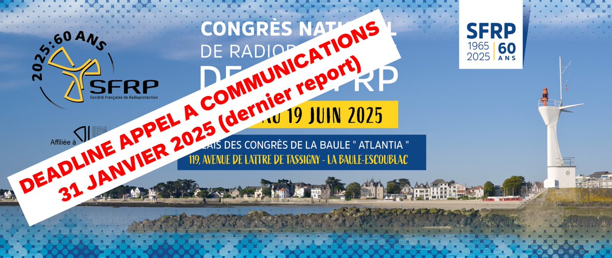 📢 31 janvier 2025 : deadline pour soumettre une proposition de communications au congrès national #SFRP 2025 - La Baule -17 au 19 juin 2025.

Formulaire de soumission : sfrp.asso.fr/blog/les-manif…
