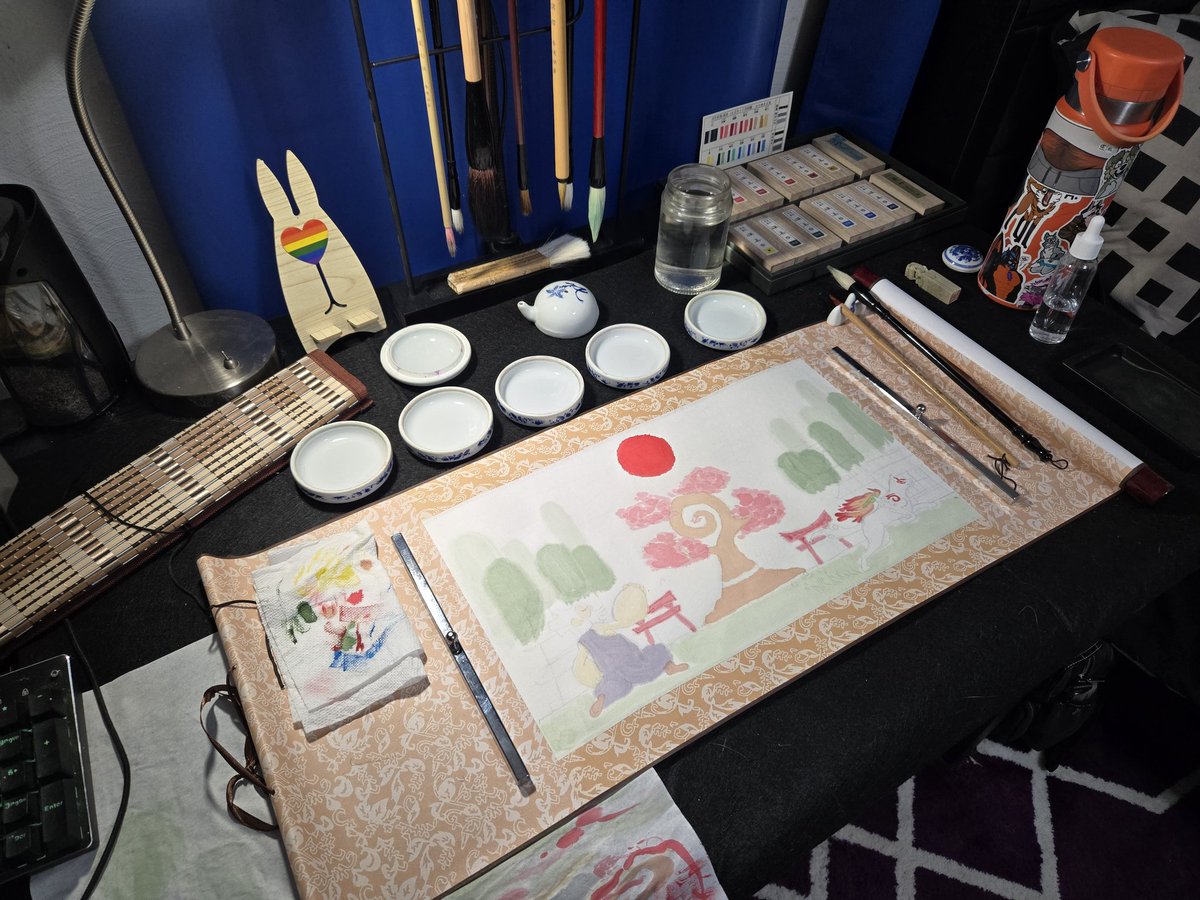 VeiledWorks's tweet photo. I've basically ignored this site for a bit but I've been working on a #Okami #fanart sumi-e painting. 

Done with traditional sumi ink sticks.
Wanna see more? 

Follow me over on the other one 🦋 https://t.co/YaqORqyk95